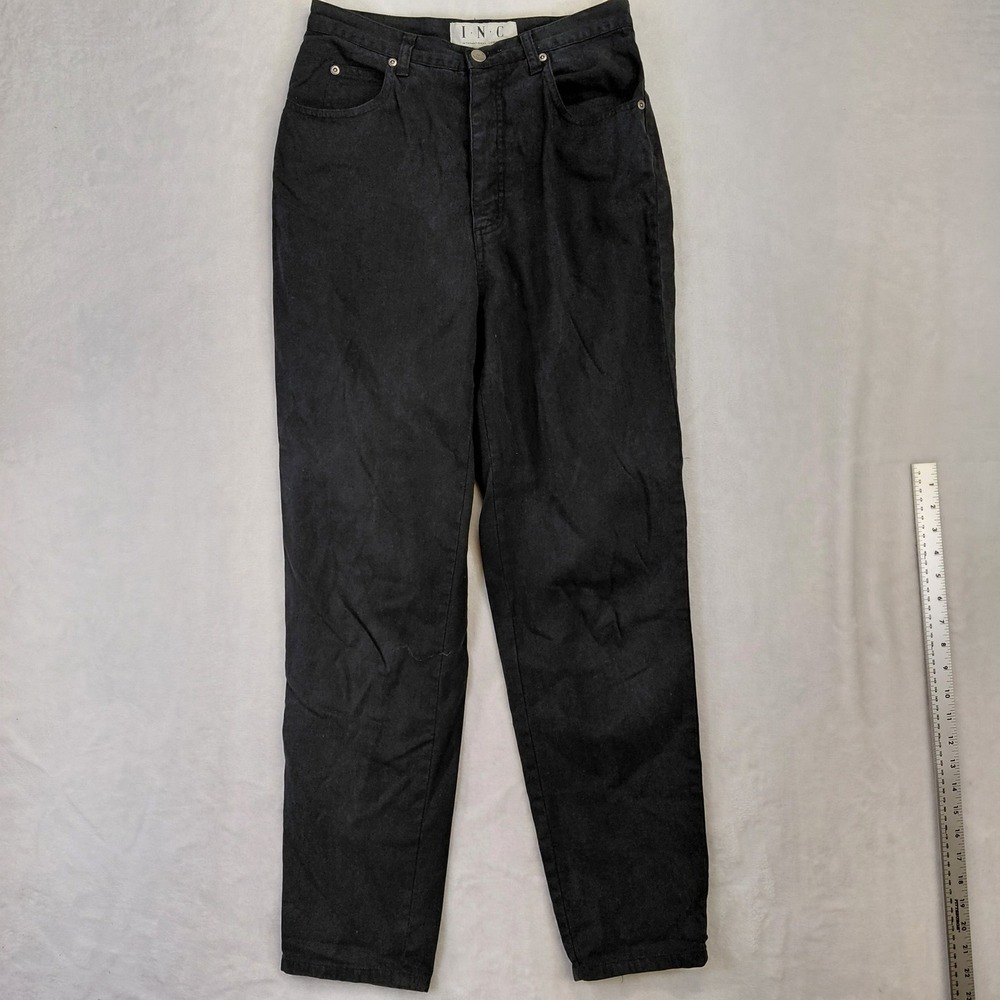INC‎ International Concepts Black Tencel Cotton High Waist Tapered Pants Size 8
